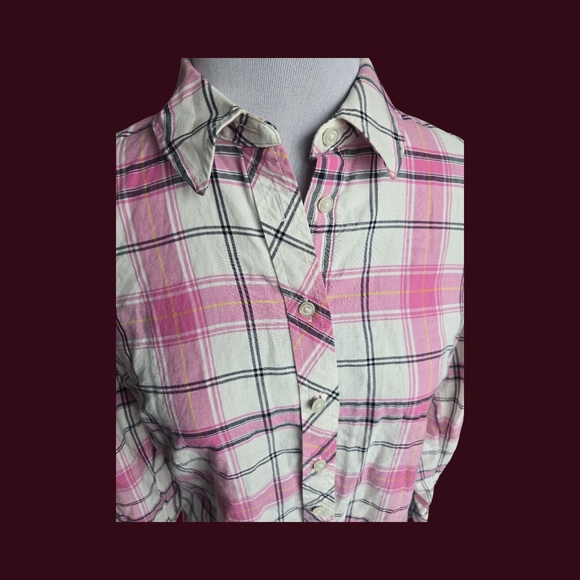 Talbots Pink and White Plaid Button Down Shirt - Picture 5 of 5